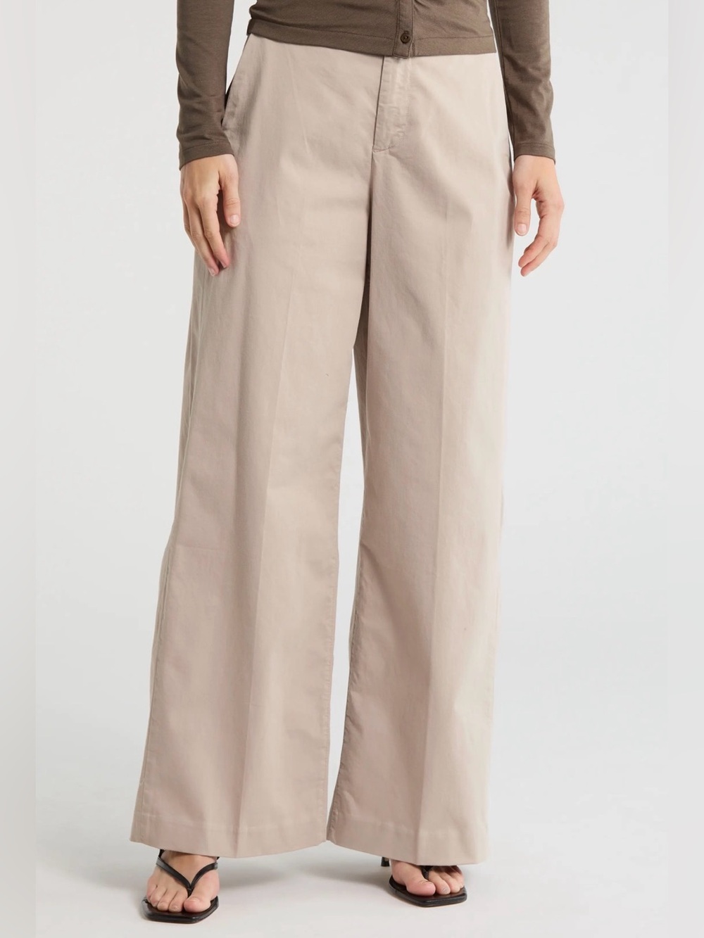 rag & bone Beige Wide-Leg High-Rise Trousers